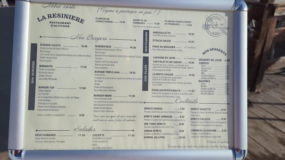 Restaurant la Résinière - Menu Image 2
